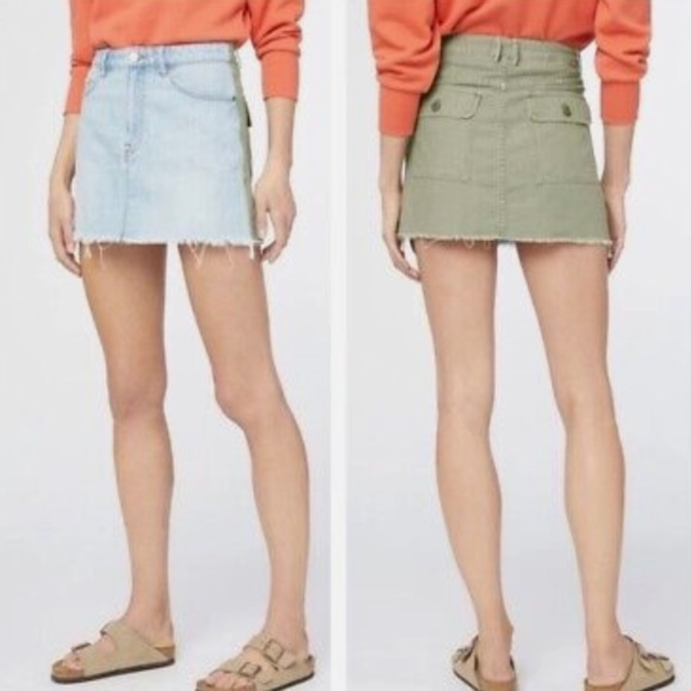 Frame Le Mini Skirt Cargo Mix Denim and Green